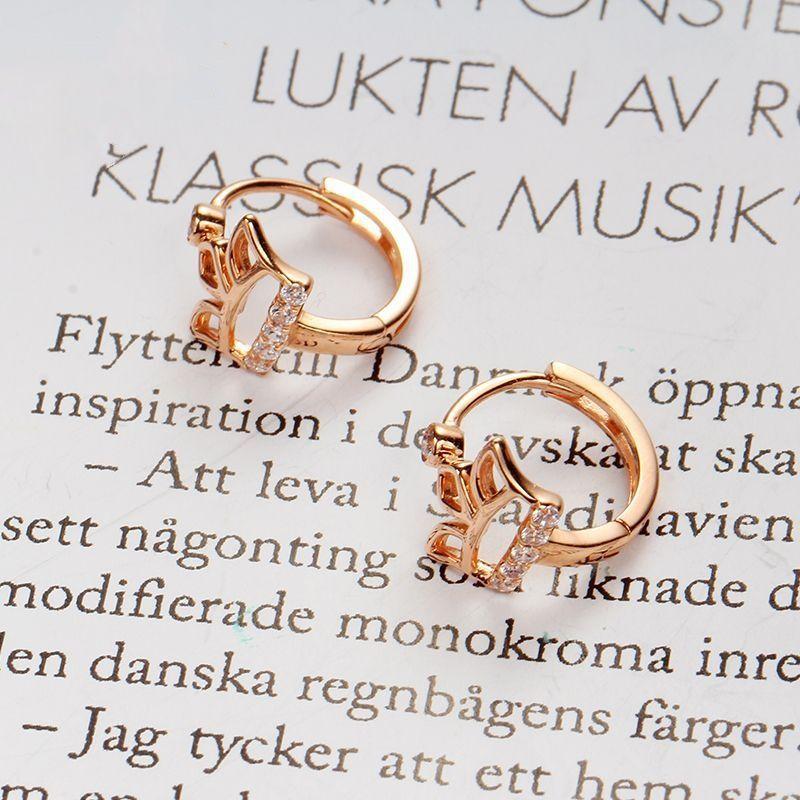 Exquisite Russian Purple Gold Crown Earrings Buckle, Small Fashion Plated Colored Gold Rose Gold Earrings, High-End Jewelry For Women (rose gold plated pair)