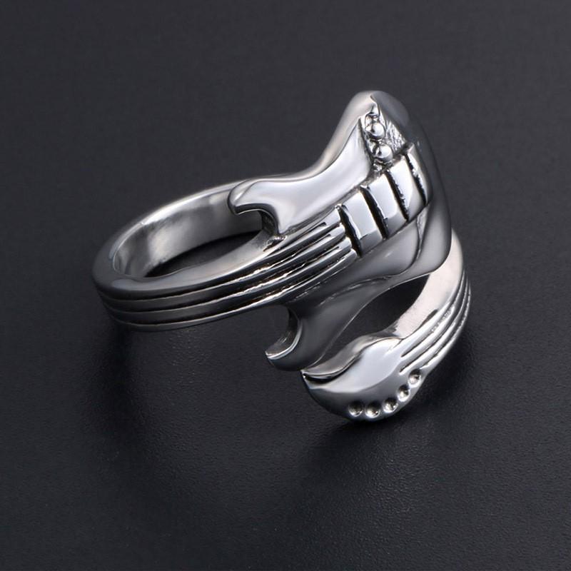 Adjustable Unisex Punk Rock Guitar Ring Plated Copper Band Retro Style Finger Men Women