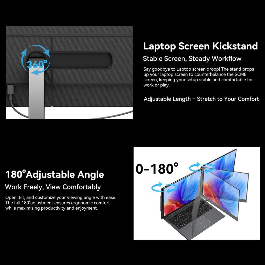 Blackview Monitor portabil ultra-subțire SCM8 15.3" – 4.6mm subțire, 800g ușor, Plug & Play USB-C
