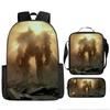 Pacific Rim schoolbag, primary and secondary school students, boys, mecha war, monster backpack, kindergarten burden reduction three-piece set