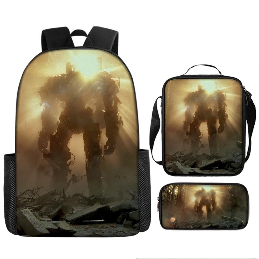 Pacific Rim schoolbag, primary and secondary school students, boys, mecha war, monster backpack, kindergarten burden reduction three-piece set