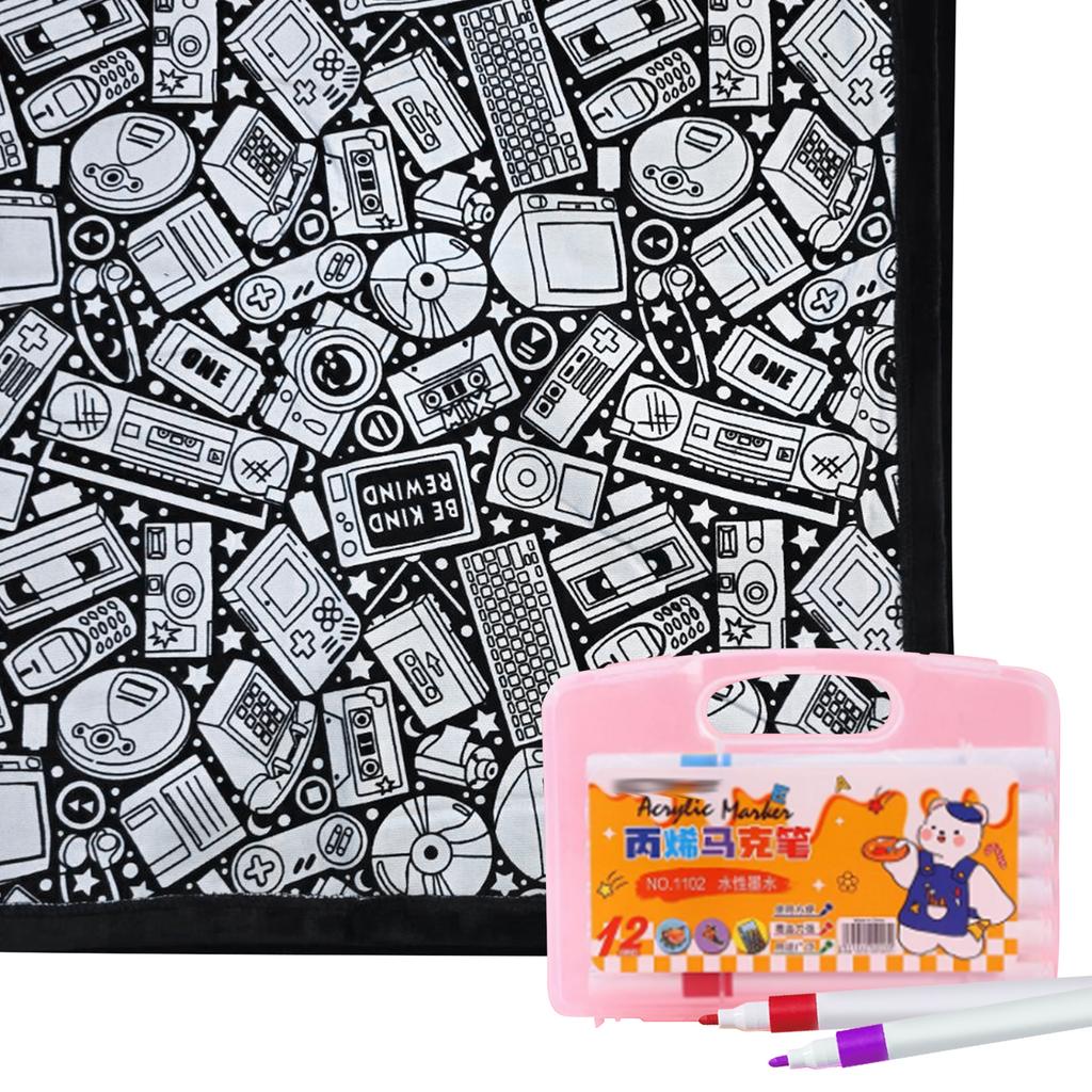 Color Your Own Blanket Washable Fuzzy Velvet Creative Art Project with Markers for Holiday Arts Crafts Activity Party