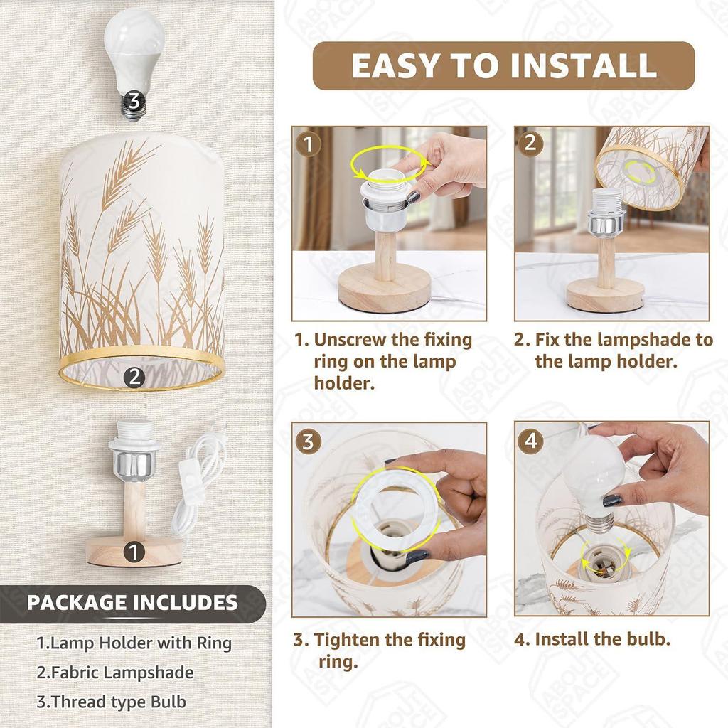 Noční lampička - Stolní lampička na čtení s motivem jelena s dřevěnou základnou na noc, do ložnice, obývacího pokoje, domova a dekorace