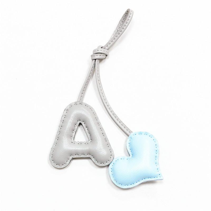 

New Genuine Sheepskin English Letter A And Heart Charm Accessories Fashion Character Alphabet Keychain Pendant Bag Car Pendant G