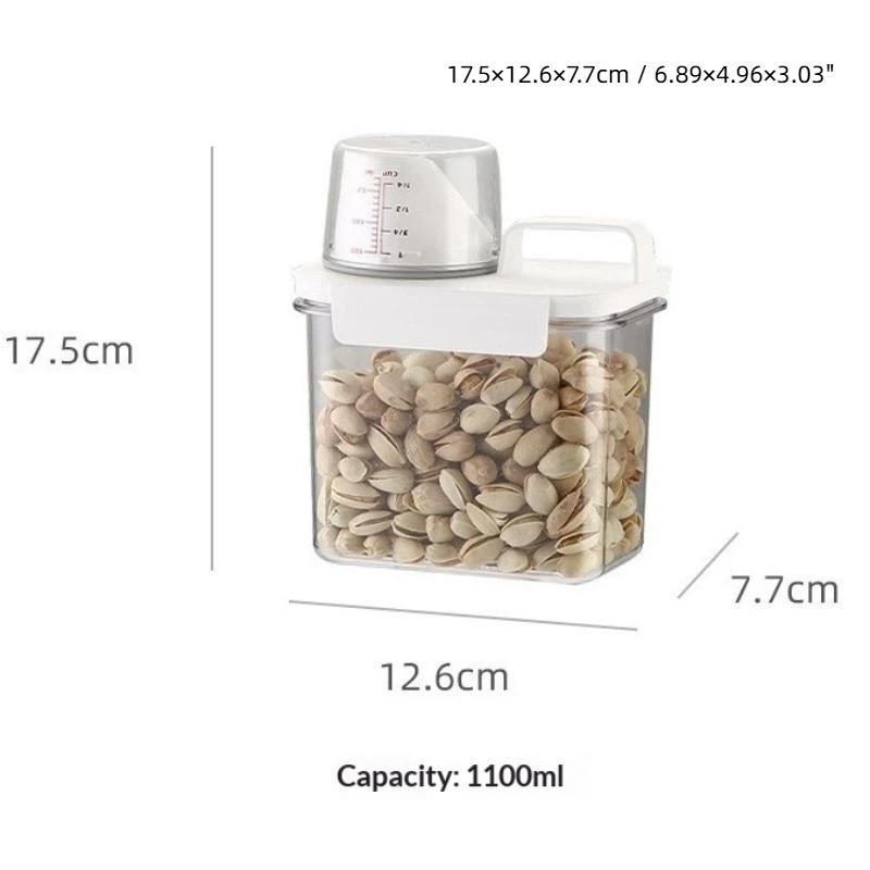 Plastic Food Storage Containers With Sealed Lids And Measuring Cup For Kitchen Rice Cereal Dry Food