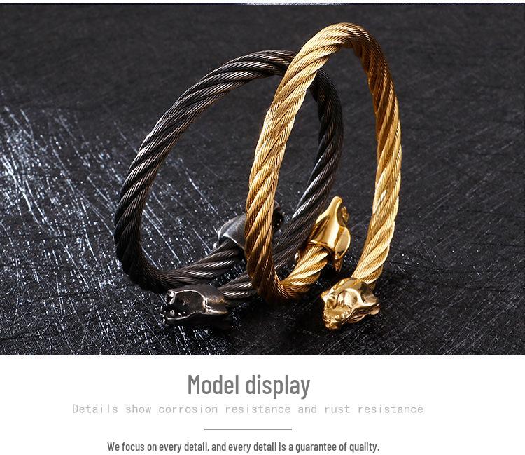 Kalen Men's Wolf Head Stainless Steel Bracelet