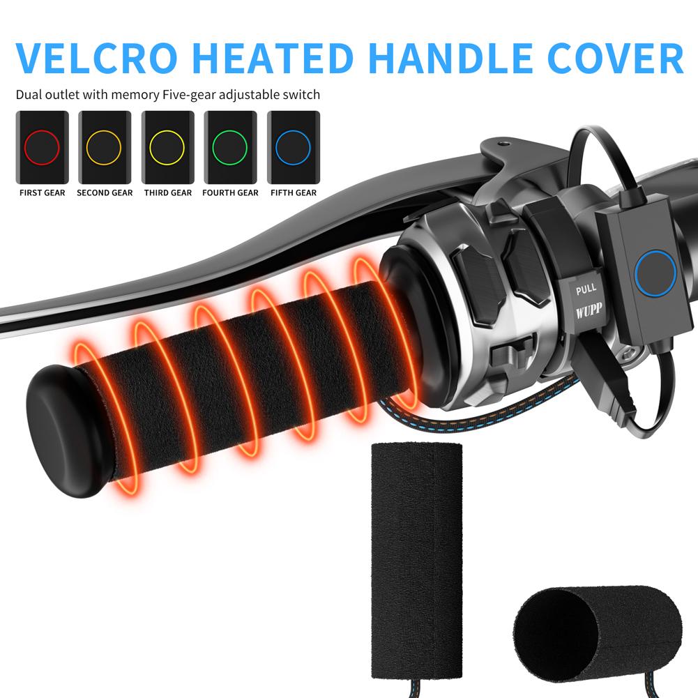 Poignées de guidon de moto chauffantes 5 vitesses Housse de poignée chauffante électrique Étanche IP67 Poignée chauffante pour guidon de moto pour l'hiver