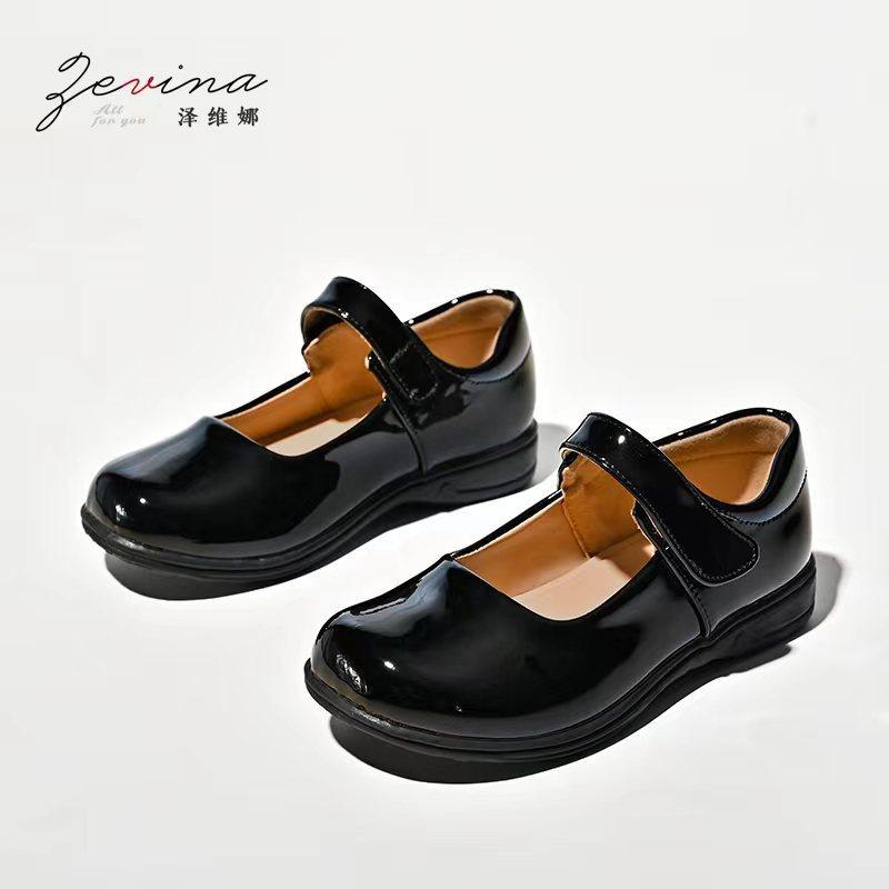 New Girls Black Leather Shoes Children's Wedding Patent Leather Princess Kids Student School Shoe Flat Fashion Shoe