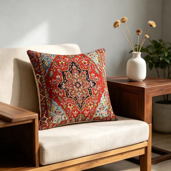 Boho Throw Pillow Covers, 18 x 18 Inch Bohemia Ethnic Style Cushion Case, Decorative Pillowcase for Sofa Couch