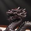1pc Solid Wood Dragon Ornament Woodcraft Carving Ornaments Home Decoration Chinese Style Zodiac Dragon Statue Simulated Animals