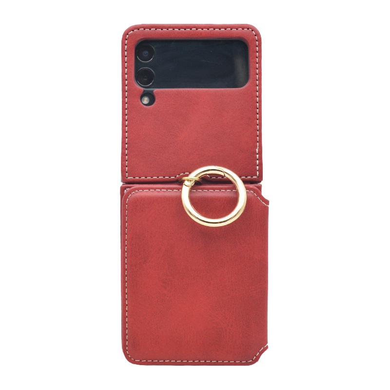"Samsung Z Flip 4/5 Leren Hoesje met Kaartsleuf en Standaard, Kalfspatroon"