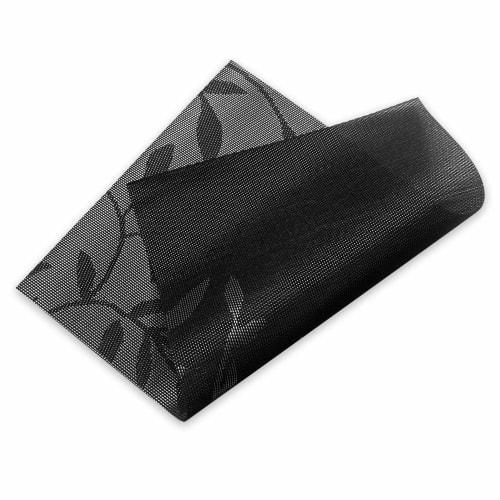 excovip Black Leaf Pattern Placemats, Nordic Style, Minimalist, Woven, Oil-Resistant, Non-Slip, Insulated, Washable, Rectangular, Imitation Linen PVC
