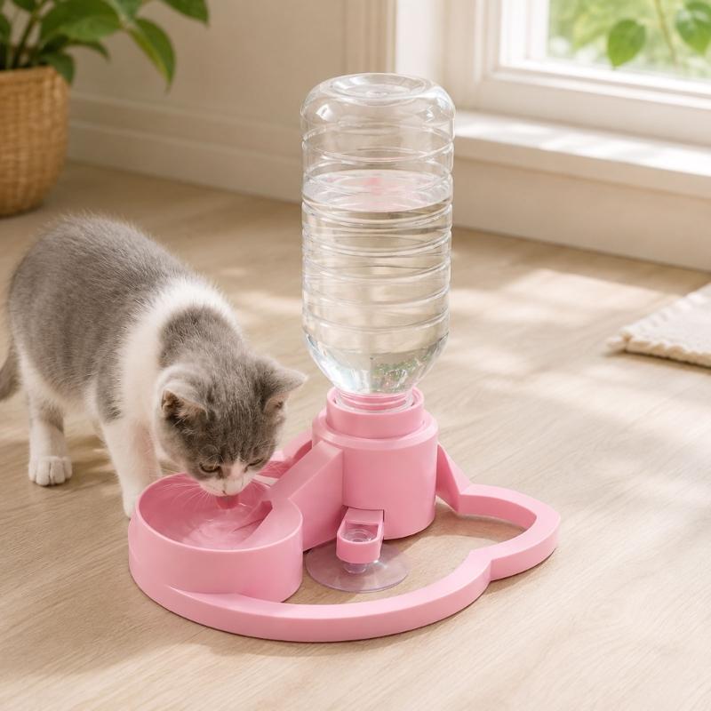 Replacement Pet Water Dispenser Base, 6.50 X 6.10 In ABS Drinking Station with Screw-Style Mount, Bottle Not Included