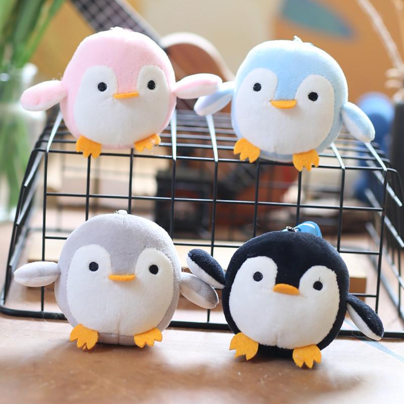 Mini Penguin Delightful Plush Keychain In Blue Grey Black And Pink