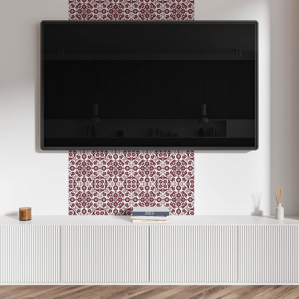 Kafelki Samoprzylepne Z Nadrukiem - Idealne Do Kuchni Wzór Kwiatowy Z Ornamentami 10X40X20 Cm