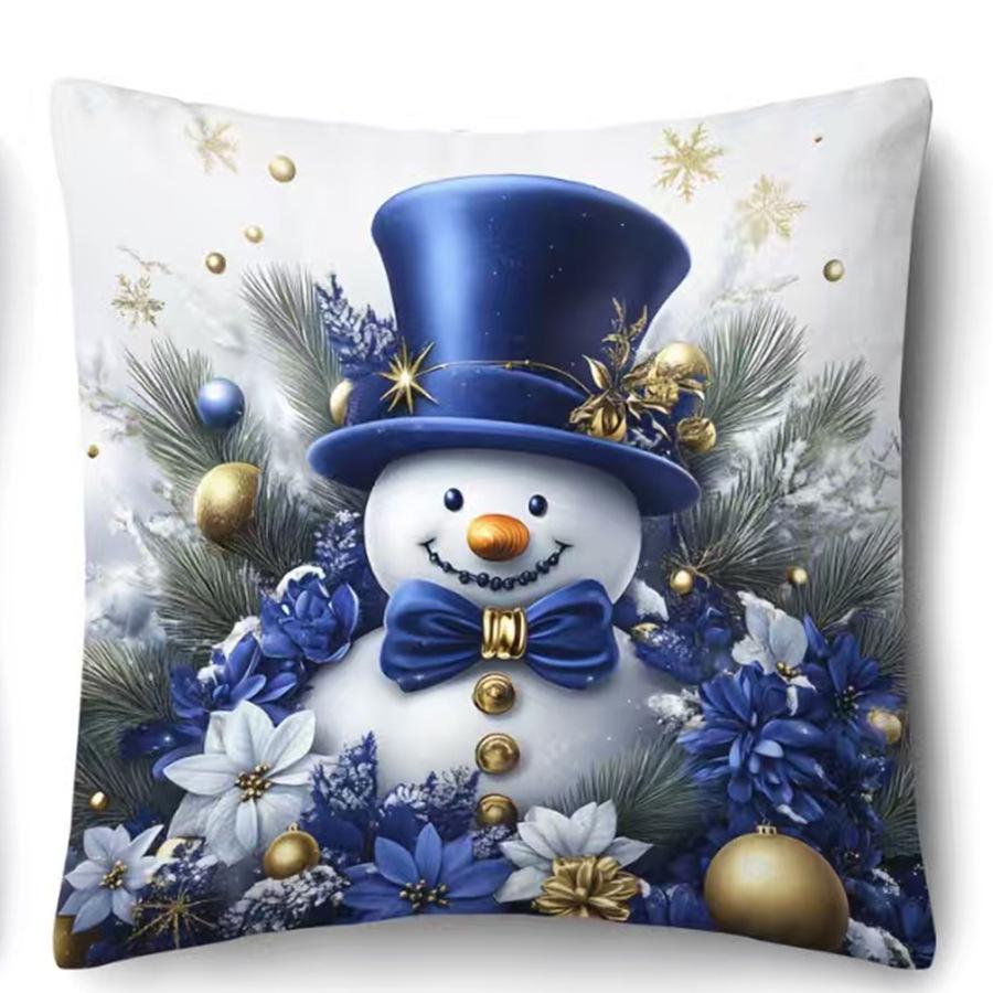 

Cross-border Christmas Throw Pillowcase - Living Room Sofa Decor, Short Plush Velvet Printed Cushion Cover 45x45cm