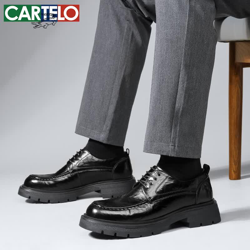 CARTELO Men's K078 Textured Formal Casual Leather Shoes