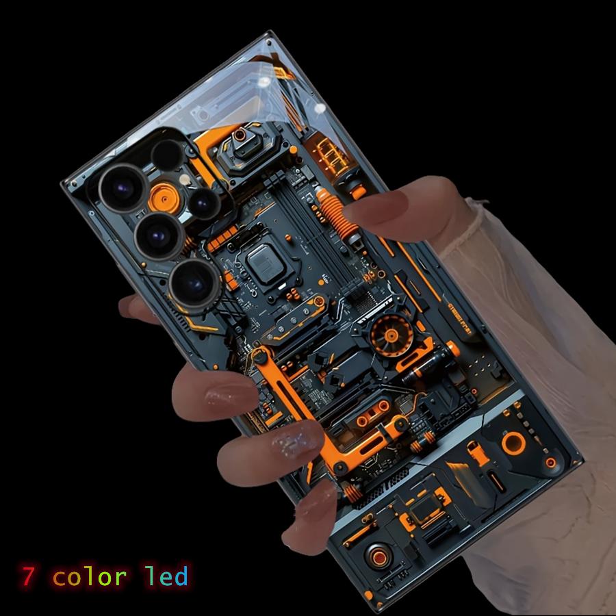 

Fashion Cool Mechanical LED Light Up Phone Case Circuit Board For Samsung S25 Ultra S24 Plus S23 S22 S21 S20 FE A15 A16 A55 A54 S25 Edge