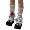Aesthetic Fashion Ripped Hole Knitted Leg Warmer Streetwear Harajuku Boot Cover 3D Bloody Bear Doll Leg Sleeve for Women