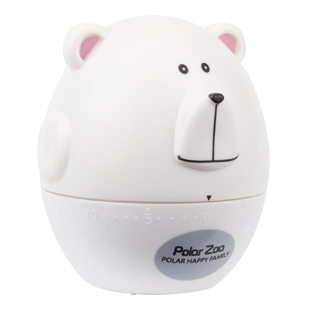 Portable Cute Cartoon Animal Bear Shape Kitchen Cooking Mechanical Timer AlarmWhite