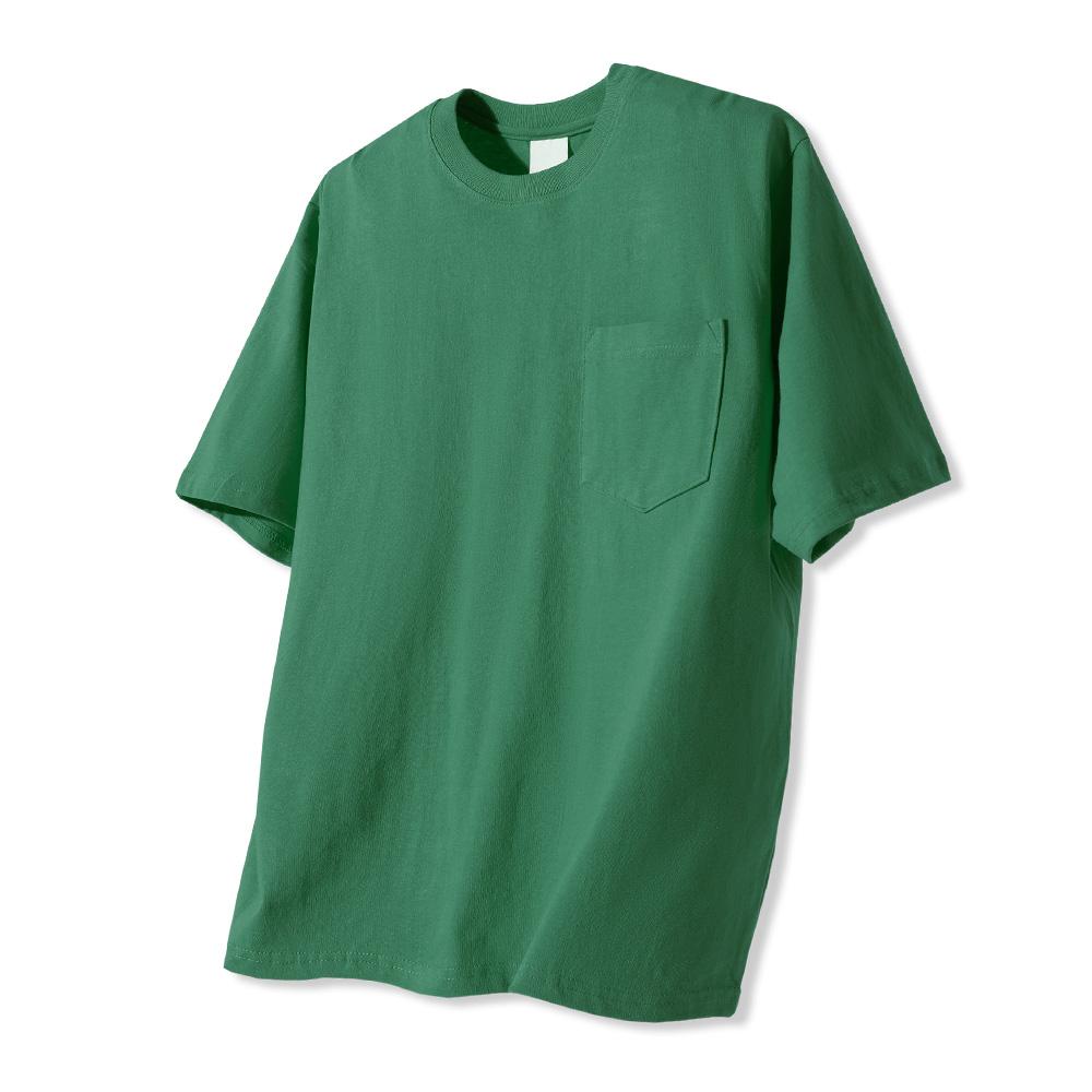 LIKE THE MOST Basic Crew Neck Pocket Short Sleeve T-Shirt Green