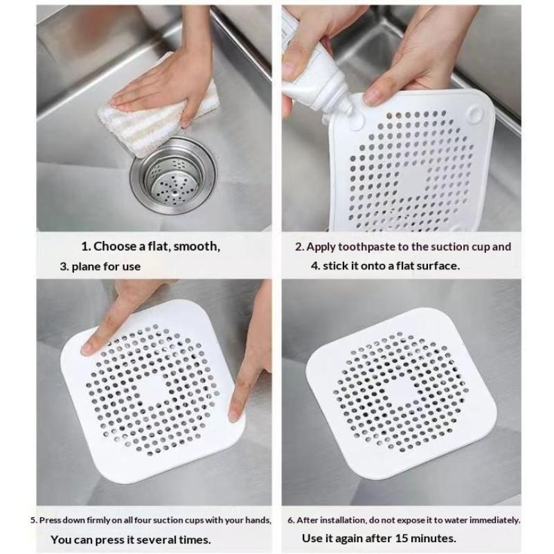 3Pcs Drain Hair Catcher Filter Anti Blocking Sink Strainer Silicone Cover For Kitchen Bathroom Bathtub Shower
