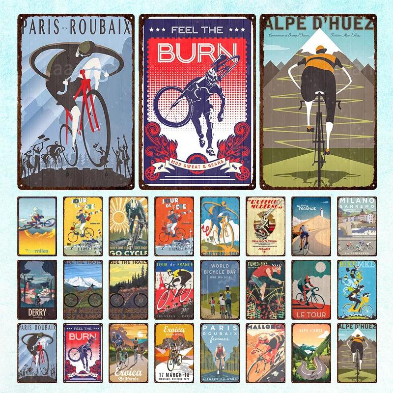 Mountain Bike Vintage Poster Landscape Metal Plate Plaque Wall Decor Iron Retro Posters Man Cave Bar Club Decoration Artwork