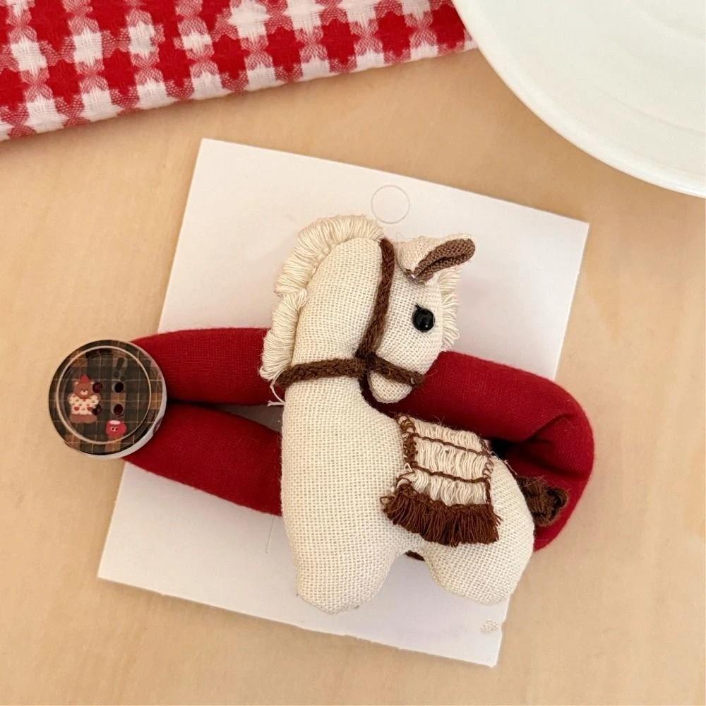 Hair Wear New Year Hair Clip Funny Horse Doll Side Clip Cute Horse Hair Clip  Headwear