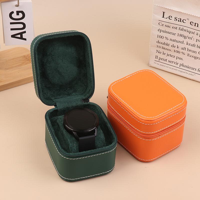 Advanced PU Leather Car Line Watch Box Business Pocket Watch Portable Zipper Fashion Single Watch Packaging Storage Box