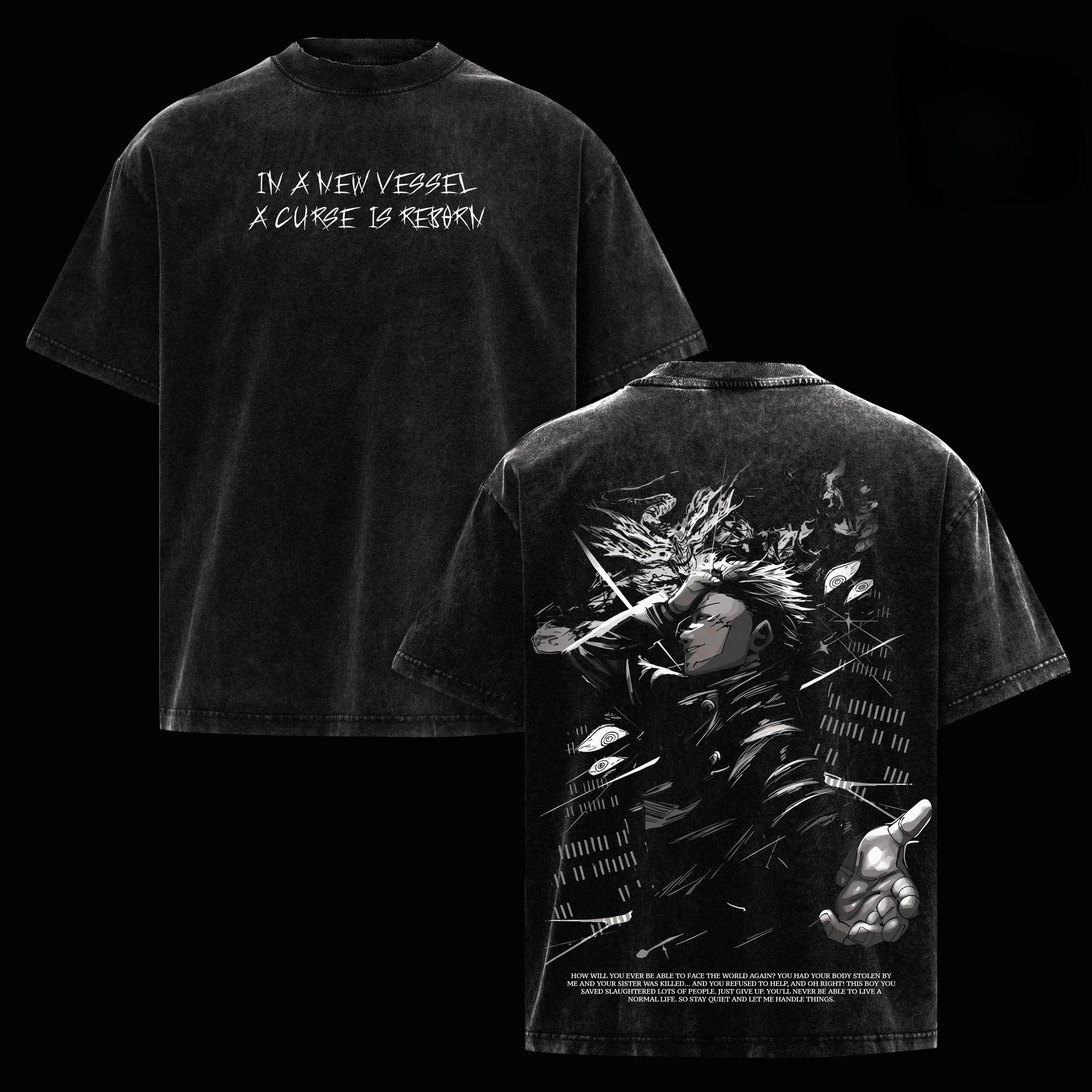

Ryomen Sukuna Jujutsu Kaisen T-shirt For Men s Clothing Anime Vintage Washed T Shirt Summer Short Sleeve Pure Cotton Tees Tops S чёрный