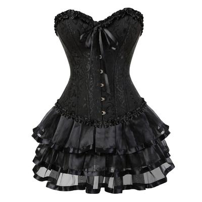 Caudatus Korzet Nadrozmerné Šaty Sukne Set Tylová Tutu Pre Ženy Párty Bustiéry Kostým Sexy Šnurovanie Vintage Korzet Oblečenie Čierne