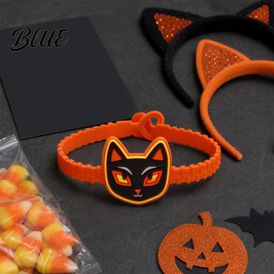 Adjustable Halloween Bracelets 2PCS Cartoon Bracelets Ghost/Pumpkin/Black Cat/Skull/Witch/Little Devil Shape Cute Witch And Skeleton Wristbands Soft