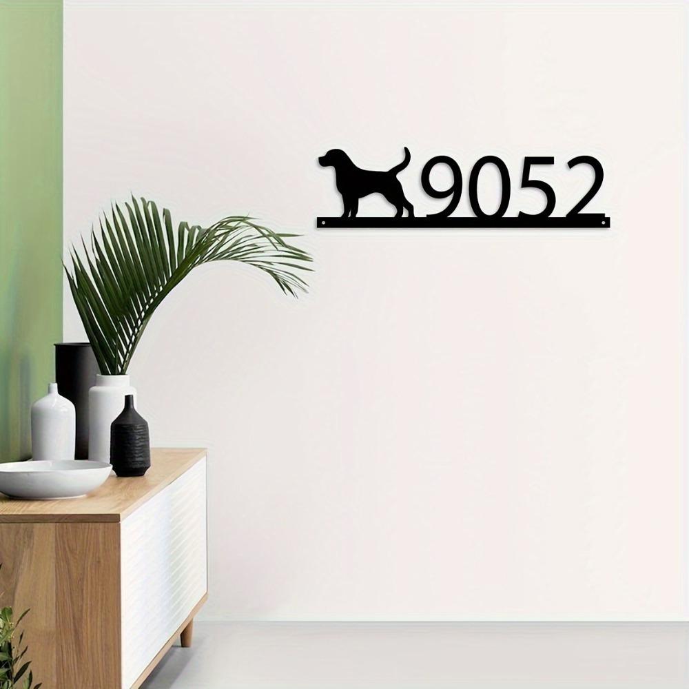 Metall Hund Familienname Wandkunst Personalisierter Hausnummernschild Außen Rustikales Dekor