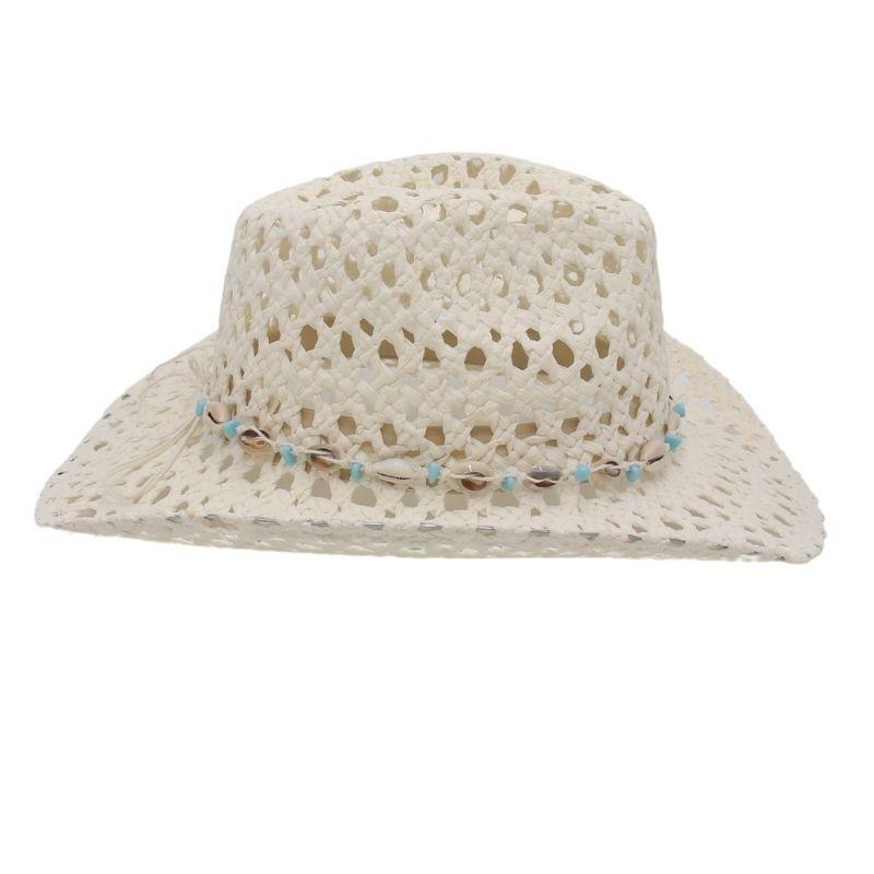 Ethnic Style Hollow Straw Hat Small Fresh Hand-Woven Elegant Idyllic Hawaiian Vacation Seaside Breathable