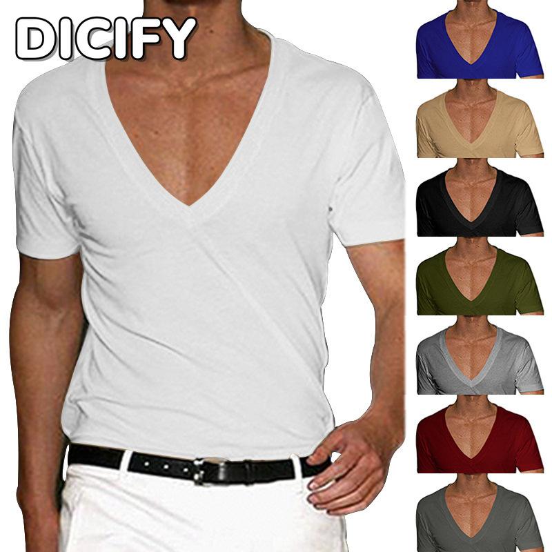 DICIFY Men's Fashion Casual Summer Spring V-Neck Short Sleeve Blouses & Shirts