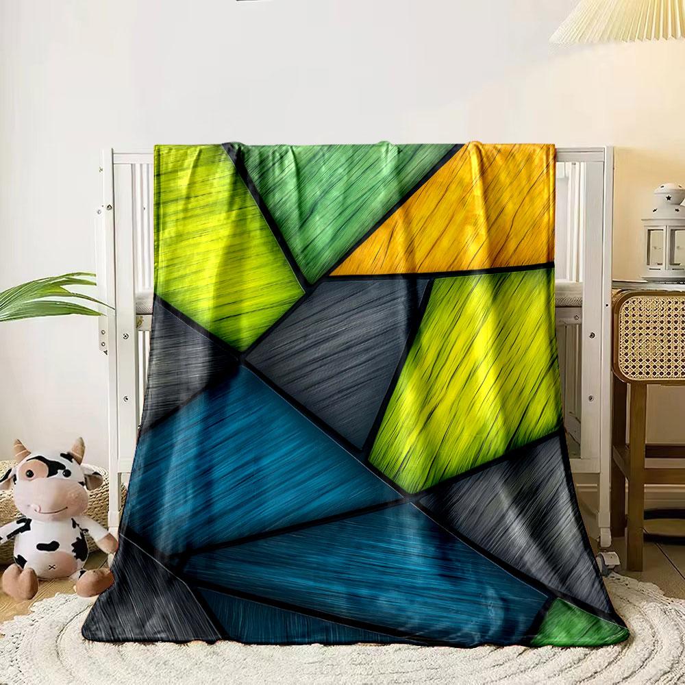 Abstract geometric pattern with colorful brush-textured triangular shapes. for all seasons blanket lunch break throw gift 80cm x 120cm