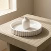 Round Decorative Tray for Coffee, Dining Table, Countertop, 3D Printed Scalloped Edge Serving Tray for Farmhouse, Kitchen, Home, Living Room