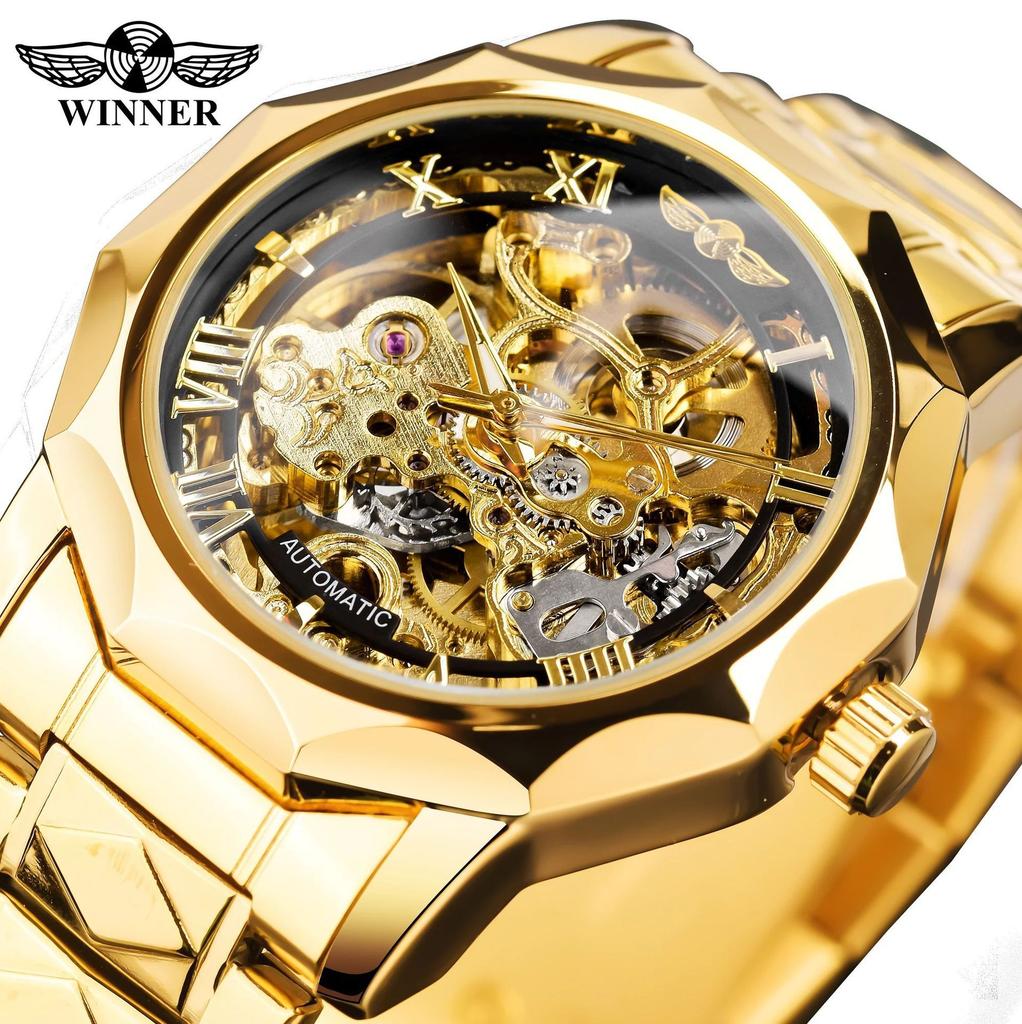 Winner Style Men'S Fashion Casual Waterproof Hollow Watch, Automatic Mechanical Watch