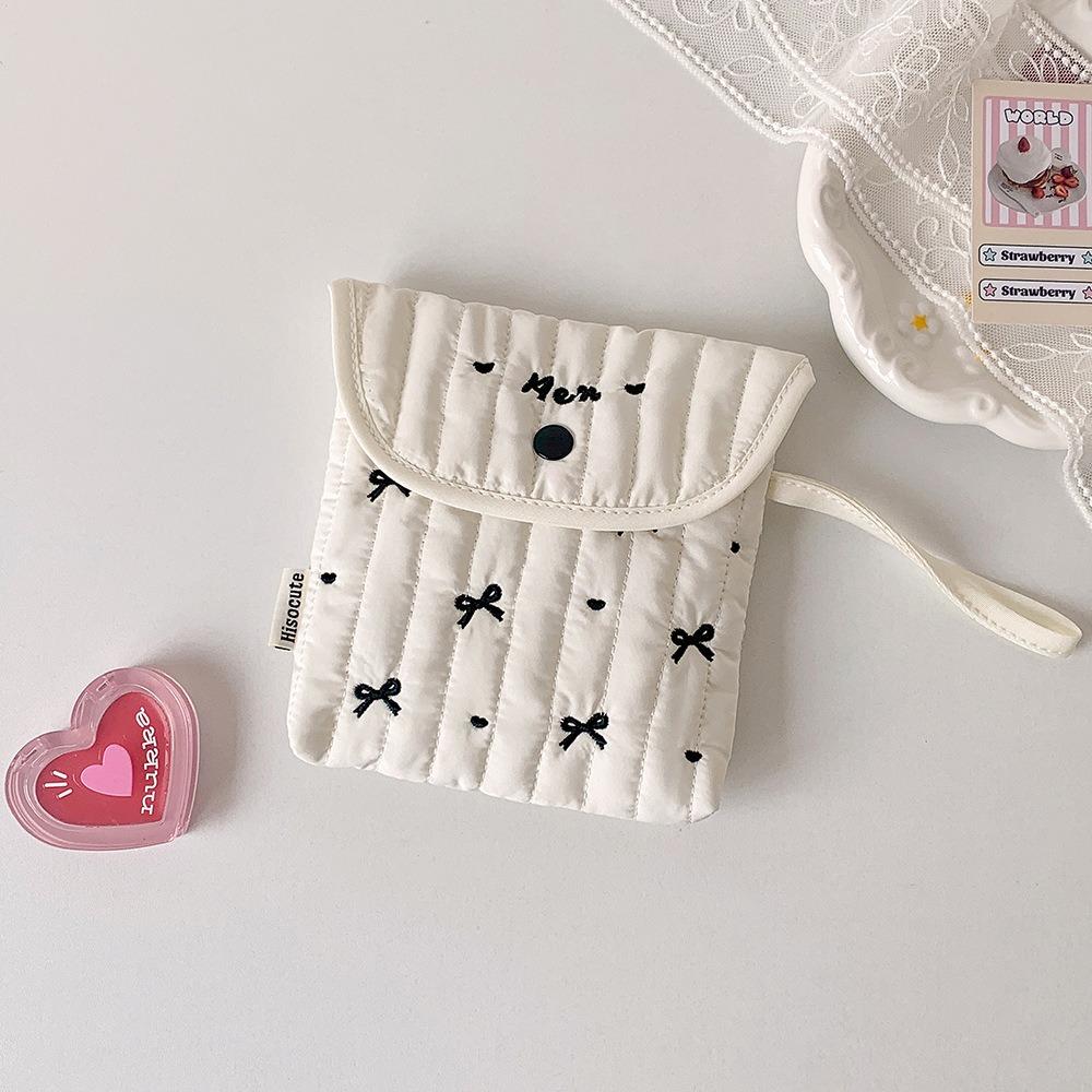 

Menstruation Towel Storage Embroidery Cherry Cosmetic Bag Bowknot Small Storage Bag Student Style 5