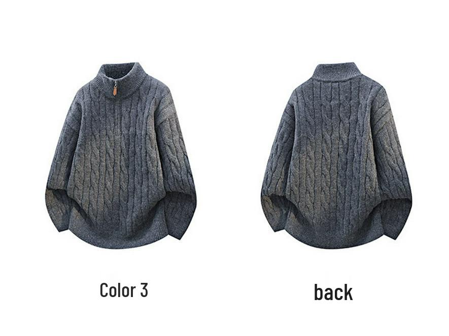 Men's American Retro Cable Knit Half-Zip Sweater - Winter Trendy Casual POLO, Lazy Style for Couples.