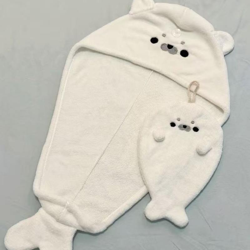 Puppy Embroidery Hair Drying Cap Coral Fleece Soft Absorbent Lightweight Quick Dry Shower Cap Household Hair Towel