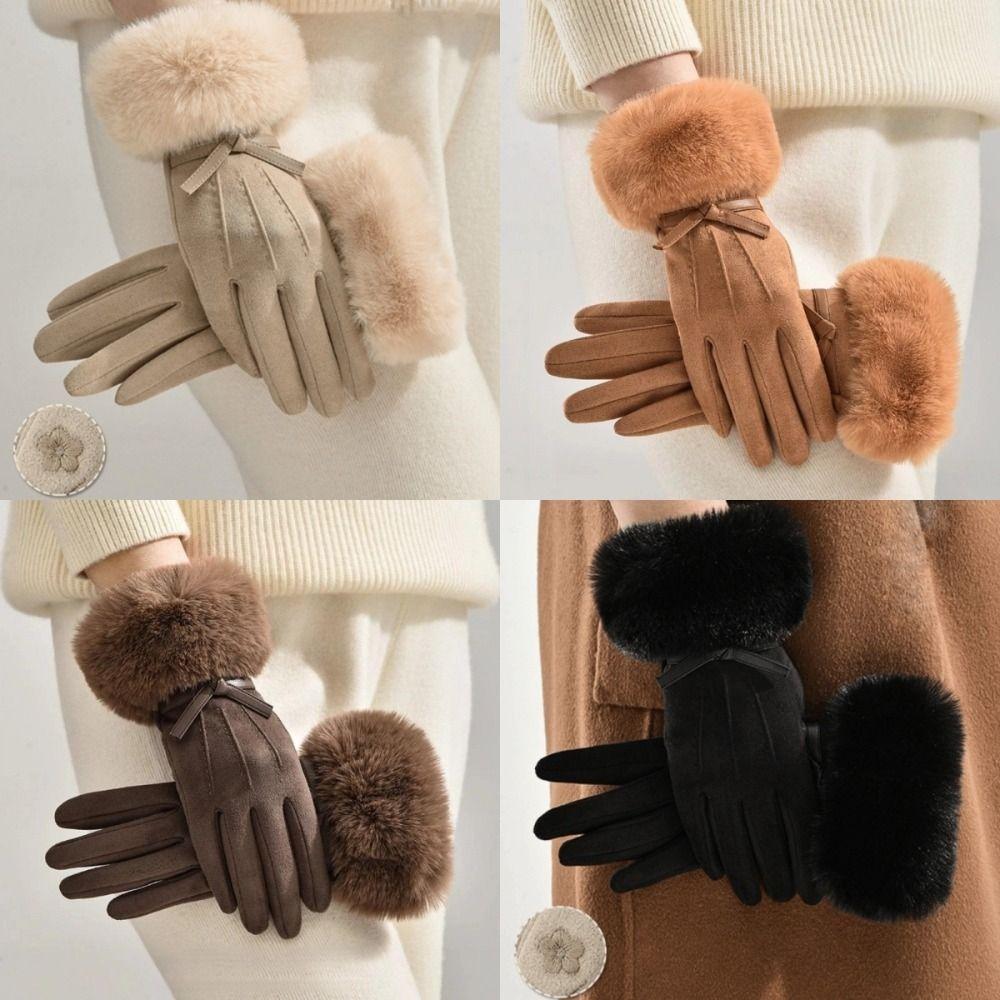 Plush Wrist Touch Screen Gloves Suede Winter Gloves New Cycling Gloves  Outdoor Activities