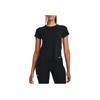 Under Armour SS23 Solid Color Crew Neck Slim Fit Short Sleeve T-Shirt Women Tops Black 1376819-001