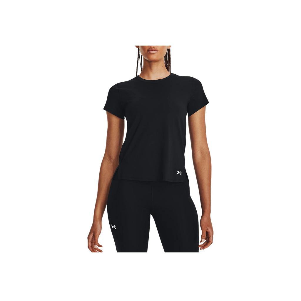 Under Armour SS23 Solid Color Crew Neck Slim Fit Short Sleeve T-Shirt Women Tops Black 1376819-001