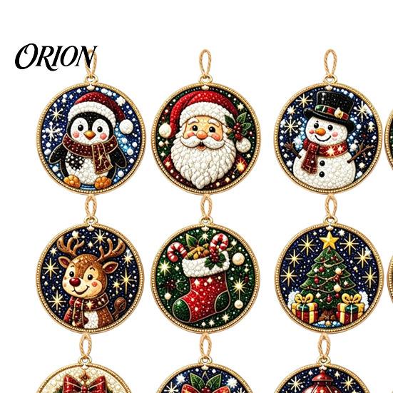 Living Room Ornament 12PCS Christmas Tree 2D Flat Pendant, Pearl Acrylic Art Kits, Bright Gift for Holiday Season Color Classic Patterns Party