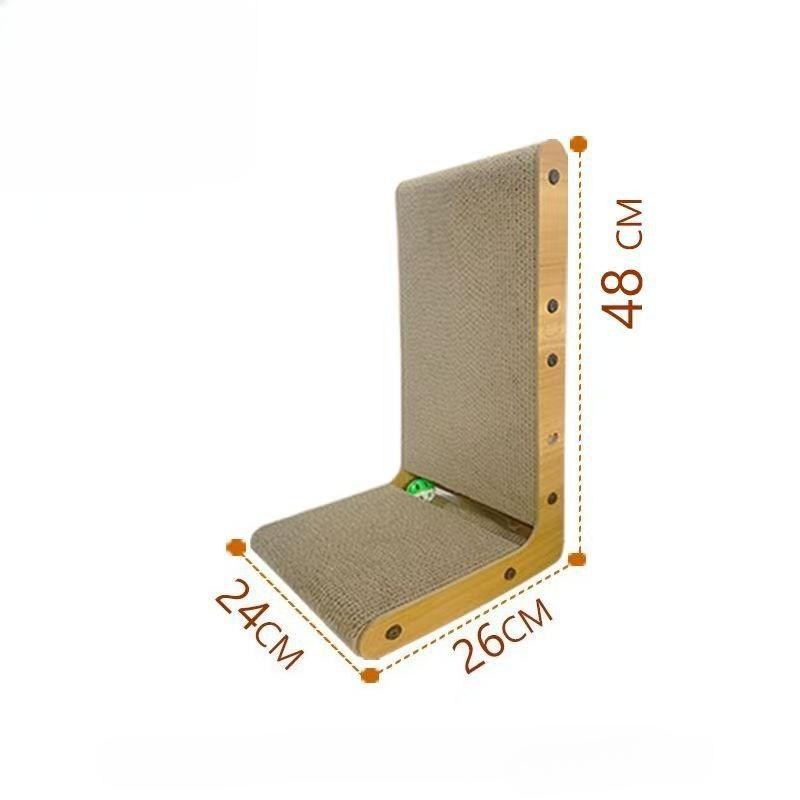 

3 in 1 L-Shaped Cat Scratcher Board with Interactive Ball Toy for Indoor Cats L темно-коричневого кольору