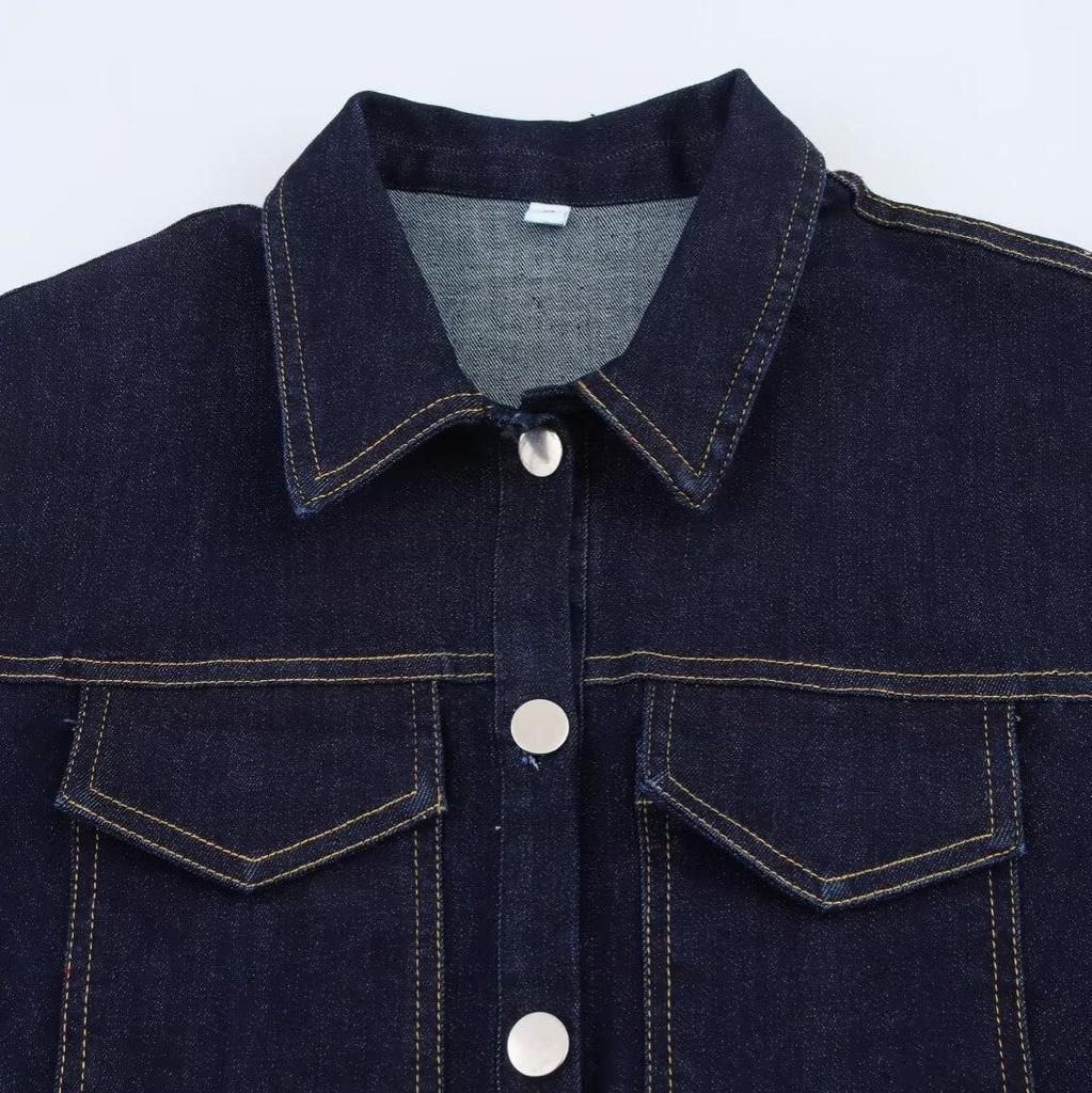 European & American Style Sleeveless Pleated Denim Mini Dress
