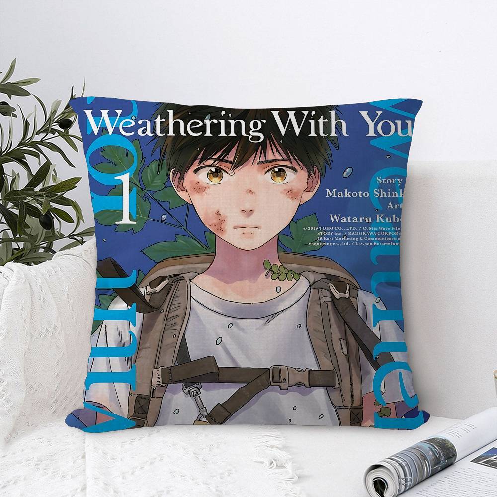 Cartoon Weathering With You Pillow Gift Home Office Decoration Pillow Bedroom Sofa Car Cushion CoverPillow Case