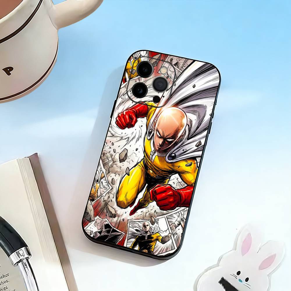 OO-One-Punch M-Man Phone Case For iPhone 17,16,15,14,13,12,11 Plus,Pro Max,XS,Soft Silicone Black Cover