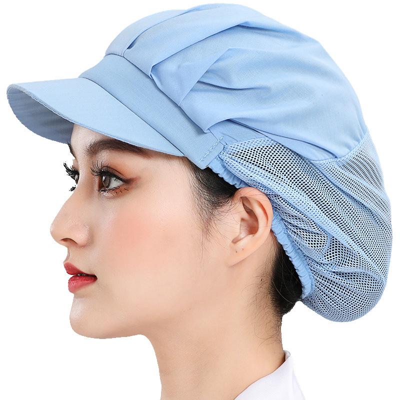 Durable Breathable Mesh Chef Cap Oil Proof Dust Proof Hair Protection Work Hat for Food Factory and Kitchen